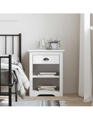 Comodino BODO 53x38,5x67 cm in Legno Massello di Pino Bianco