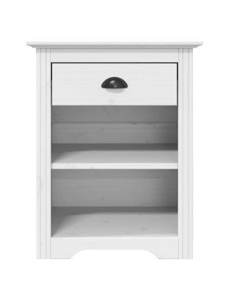 Comodino BODO 53x38,5x67 cm in Legno Massello di Pino Bianco