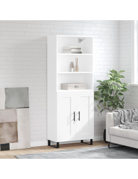 Credenza Bianca 69,5x34x180 cm in Legno Multistrato