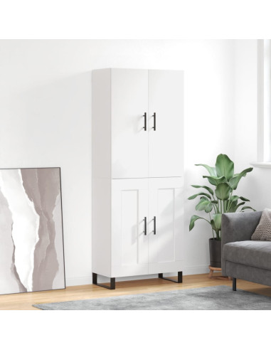 Credenza Bianca 69,5x34x180 cm in Legno Multistrato