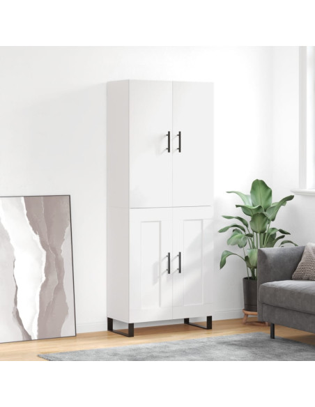Credenza Bianca 69,5x34x180 cm in Legno Multistrato