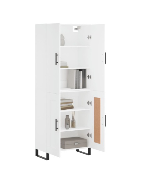 Credenza Bianca 69,5x34x180 cm in Legno Multistrato