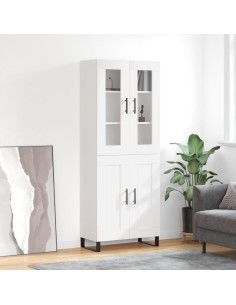 Credenza Bianca 69,5x34x180 cm in Legno Multistrato