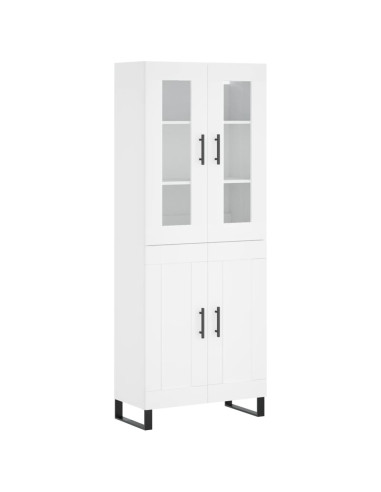 Credenza Bianca 69,5x34x180 cm in Legno Multistrato