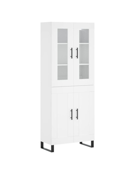 Credenza Bianca 69,5x34x180 cm in Legno Multistrato