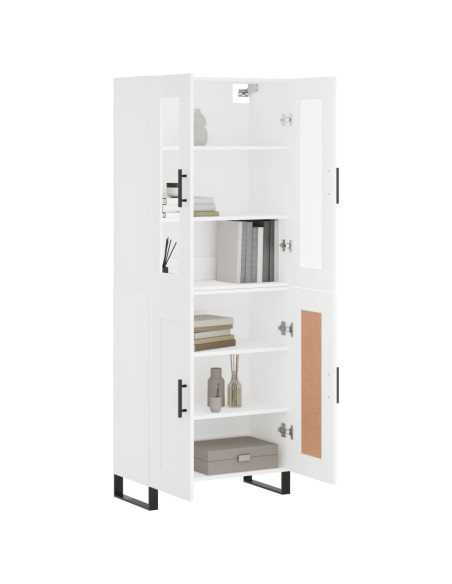 Credenza Bianca 69,5x34x180 cm in Legno Multistrato