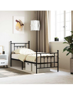 Giroletto con Testiera e Pediera Metallo Nero 75x190 cm