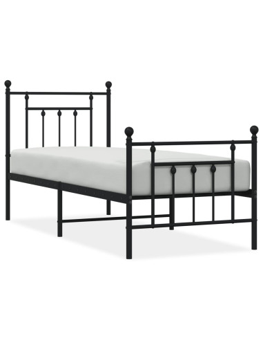 Giroletto con Testiera e Pediera Metallo Nero 75x190 cm