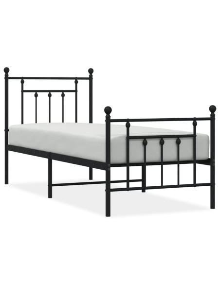 Giroletto con Testiera e Pediera Metallo Nero 75x190 cm