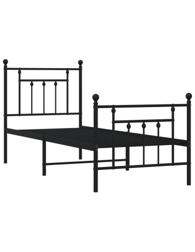 Giroletto con Testiera e Pediera Metallo Nero 75x190 cm