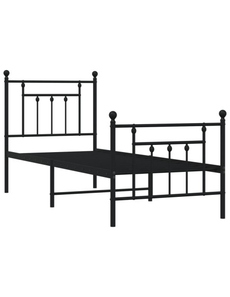 Giroletto con Testiera e Pediera Metallo Nero 75x190 cm