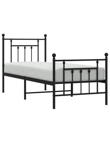 Giroletto con Testiera e Pediera Metallo Nero 75x190 cm