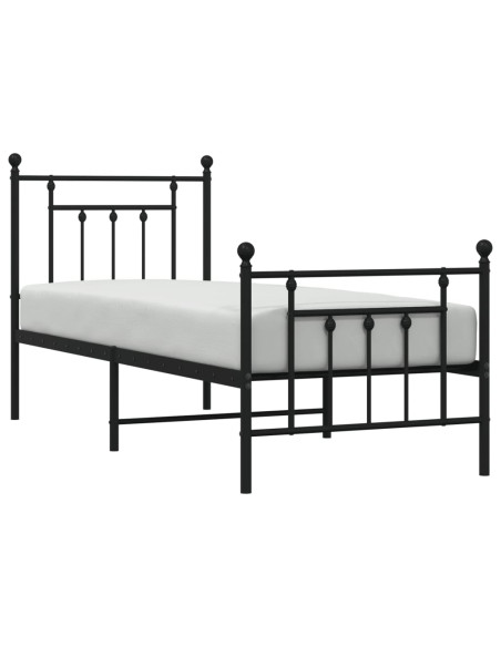 Giroletto con Testiera e Pediera Metallo Nero 75x190 cm