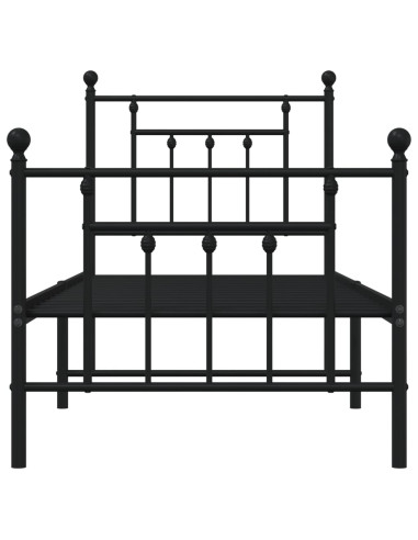 Giroletto con Testiera e Pediera Metallo Nero 75x190 cm