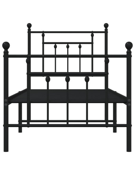 Giroletto con Testiera e Pediera Metallo Nero 75x190 cm