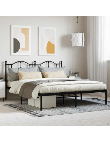 Giroletto con Testiera in Metallo Nero 160x200 cm