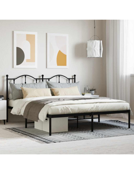 Giroletto con Testiera in Metallo Nero 160x200 cm