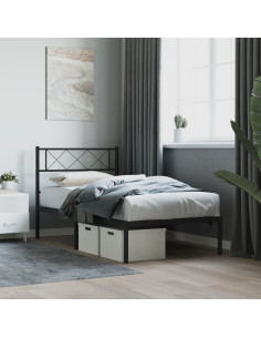 Giroletto con Testiera in Metallo Nero 80x200 cm