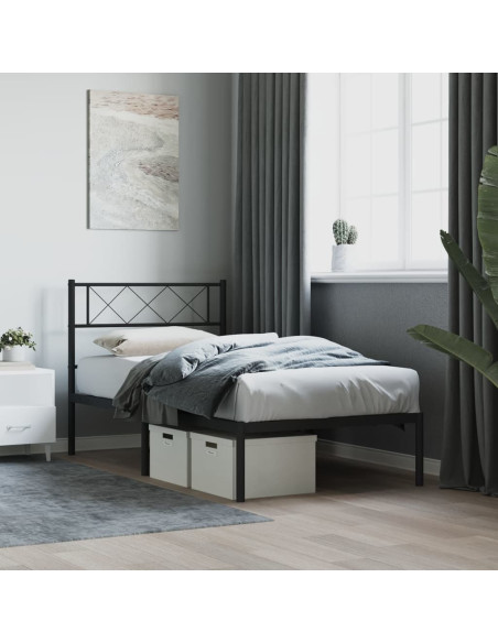 Giroletto con Testiera in Metallo Nero 80x200 cm