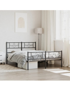 Giroletto senza Materaso con Pediera in Metallo Nero 160x200 cm