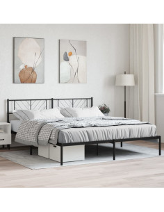 Giroletto con Testiera in Metallo Nero 200x200 cm