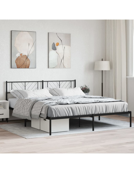 Giroletto con Testiera in Metallo Nero 200x200 cm