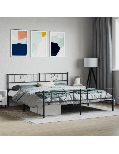 Giroletto con Testiera e Pediera Metallo Nero 200x200 cm