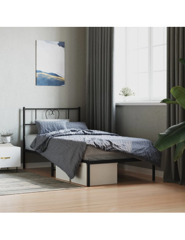 Giroletto con Testiera in Metallo Nero 75x190 cm