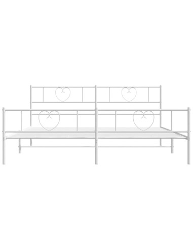 Giroletto con Testiera e Pediera Metallo Bianco 180x200 cm