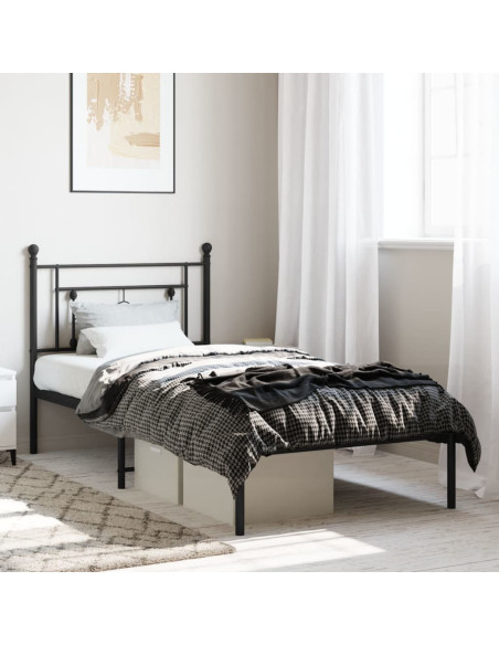 Giroletto con Testiera in Metallo Nero 90x200 cm