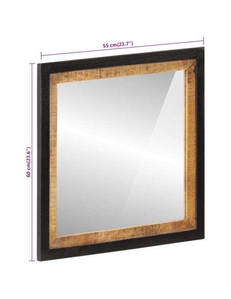 Specchio da Bagno 55x1x60 cm in Vetro e Legno Massello di Mango