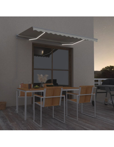Tenda da Sole Retrattile Manuale con LED 350x250 cm Crema