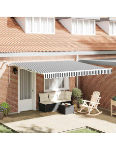 Tenda Retrattile Automatica LED Antracite e Bianco 400x300 cm