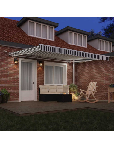 Tenda Retrattile Automatica LED Antracite e Bianco 400x300 cm