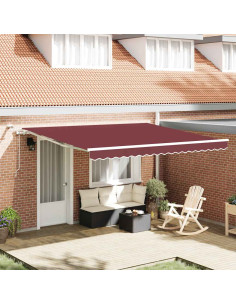 Tenda da Sole Retrattile Automatica con LED Bordò 400x300 cm