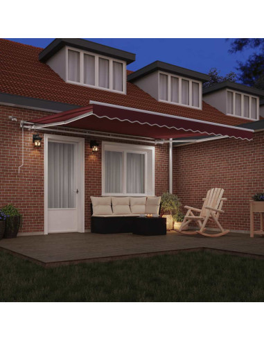 Tenda da Sole Retrattile Automatica con LED Bordò 400x300 cm