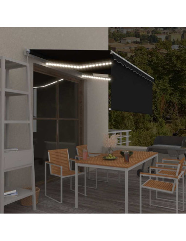 Tenda da Sole Retrattile Manuale con LED 3,5x2,5 m Antracite