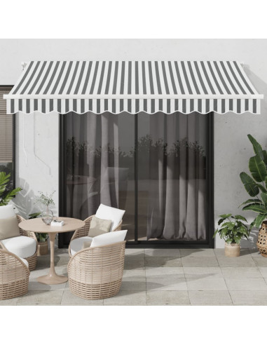 Tenda Retrattile Automatica LED Antracite e Bianco 350x250 cm