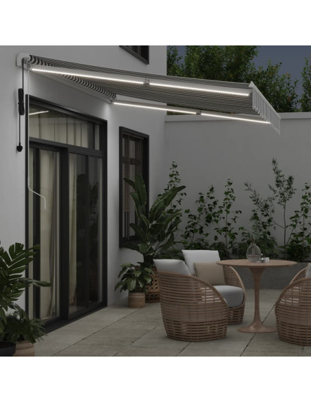 Tenda Retrattile Automatica LED Antracite e Bianco 350x250 cm