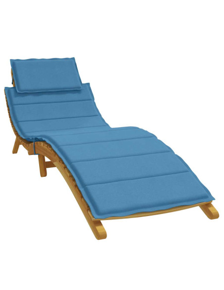 Cuscino per Lettino Prendisole Blu Mélange 186x58x4cm Tessuto