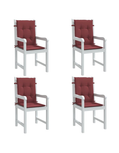 Cuscini Sedia Schiena Bassa 4 pz Rosso Vino Mélange Tessuto