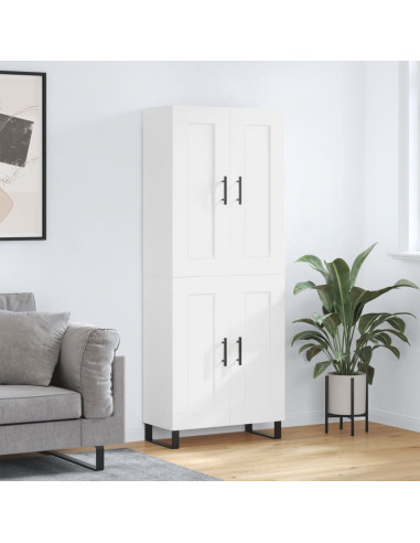 Credenza Bianca 69,5x34x180 cm in Legno Multistrato