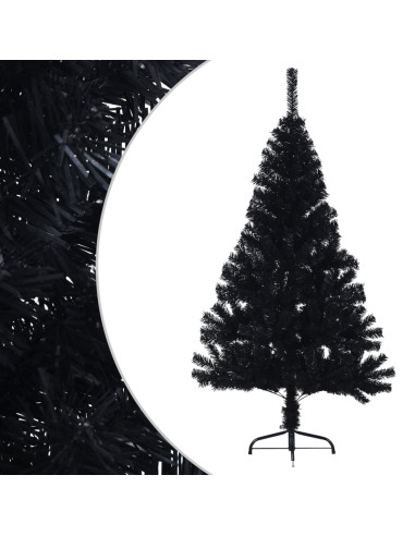 Albero di Natale Artificiale a Metà con Base Nero 120 cm PVC