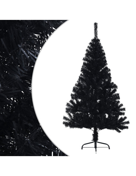 Albero di Natale Artificiale a Metà con Base Nero 120 cm PVC