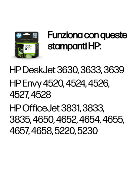 HP Cartuccia originale inchiostro nero ad alta capacità 302XL