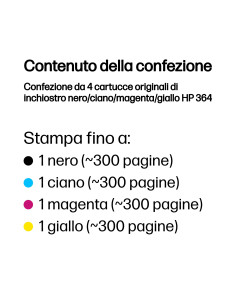 HP Confezione da 4 cartucce originali di inchiostro nero/ciano/magenta/giallo 364 2