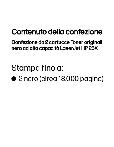 HP Confezione da 2 cartucce Toner originali nero ad alta capacità LaserJet 26X