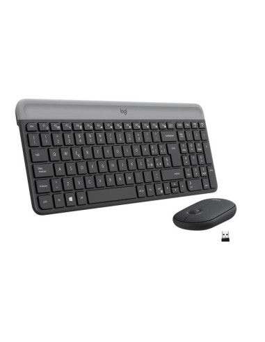 Logitech MK470 Kit Mouse e Tastiera Wireless per Windows, Ricevitore USB 2.4 GHz, Sottile, Compatto, Silenzioso, Batteria Lunga 