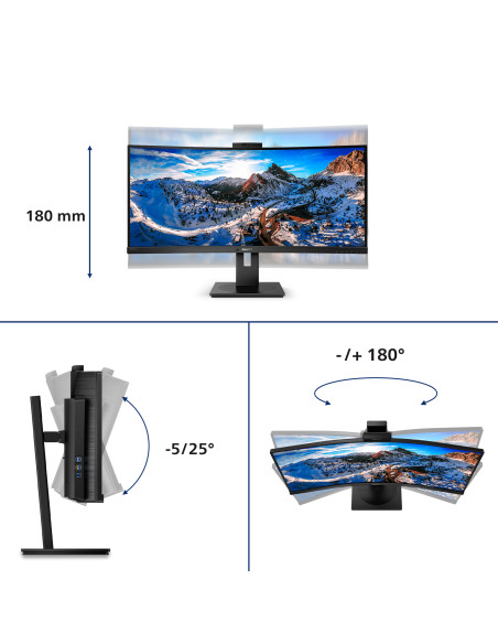 Philips P Line 346P1CRH/00 Monitor PC 86,4 cm (34") 3440 x 1440 Pixel UltraWide Quad HD LED Nero