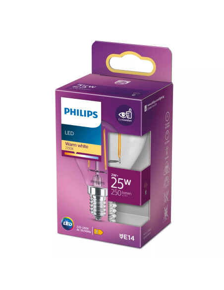 Philips Lampadina candela trasparente a filamento 25 P45 E14